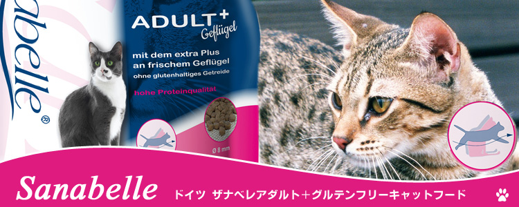 ザナベレ[sanabelle]アダルト＋プラスチキングルテンフリーキャットフード ［1歳以上の成猫用・室内で生活・活動することが多いねこちゃん用］